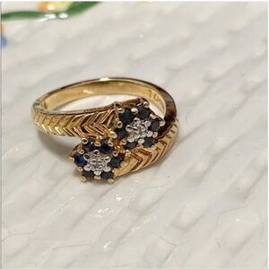 Vintage Ross-Simons Gold-Sterling Sapphire Bypass Ring